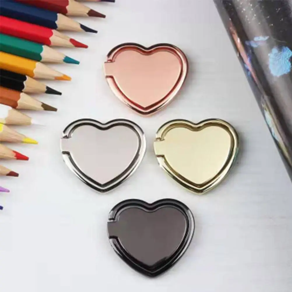 Heart Pattern Mobile Phone Finger Holder 360 Degree Self Adhesive Mobile Phone Stand Holder