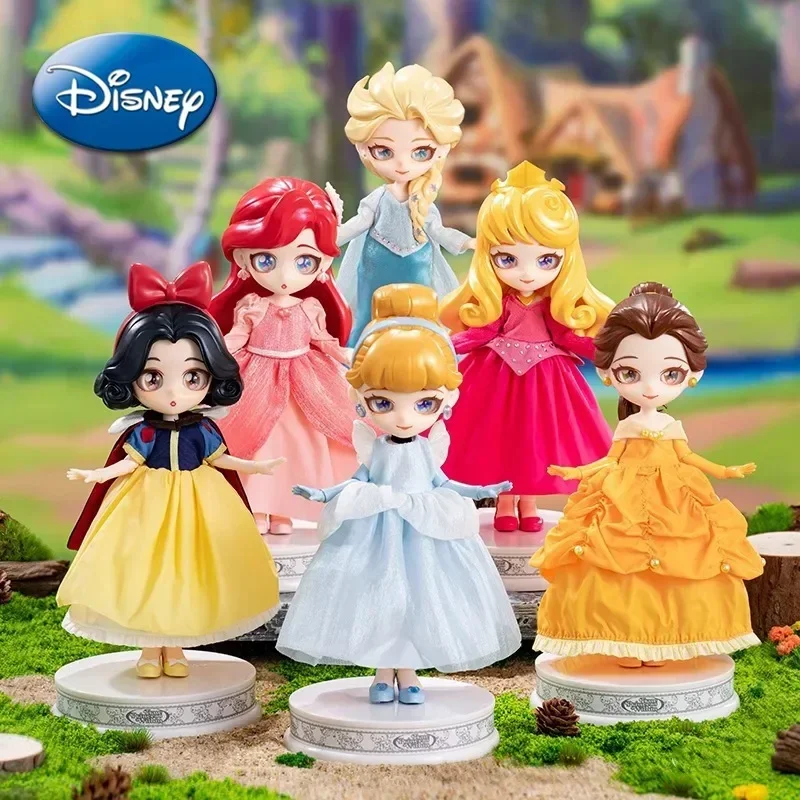 Disney Princess Dress Up Action Figures mobili Frozen Elsa Ariel Beauty Cartoon Doll Desktop Ornament Ragazze Regali giocattolo per bambini