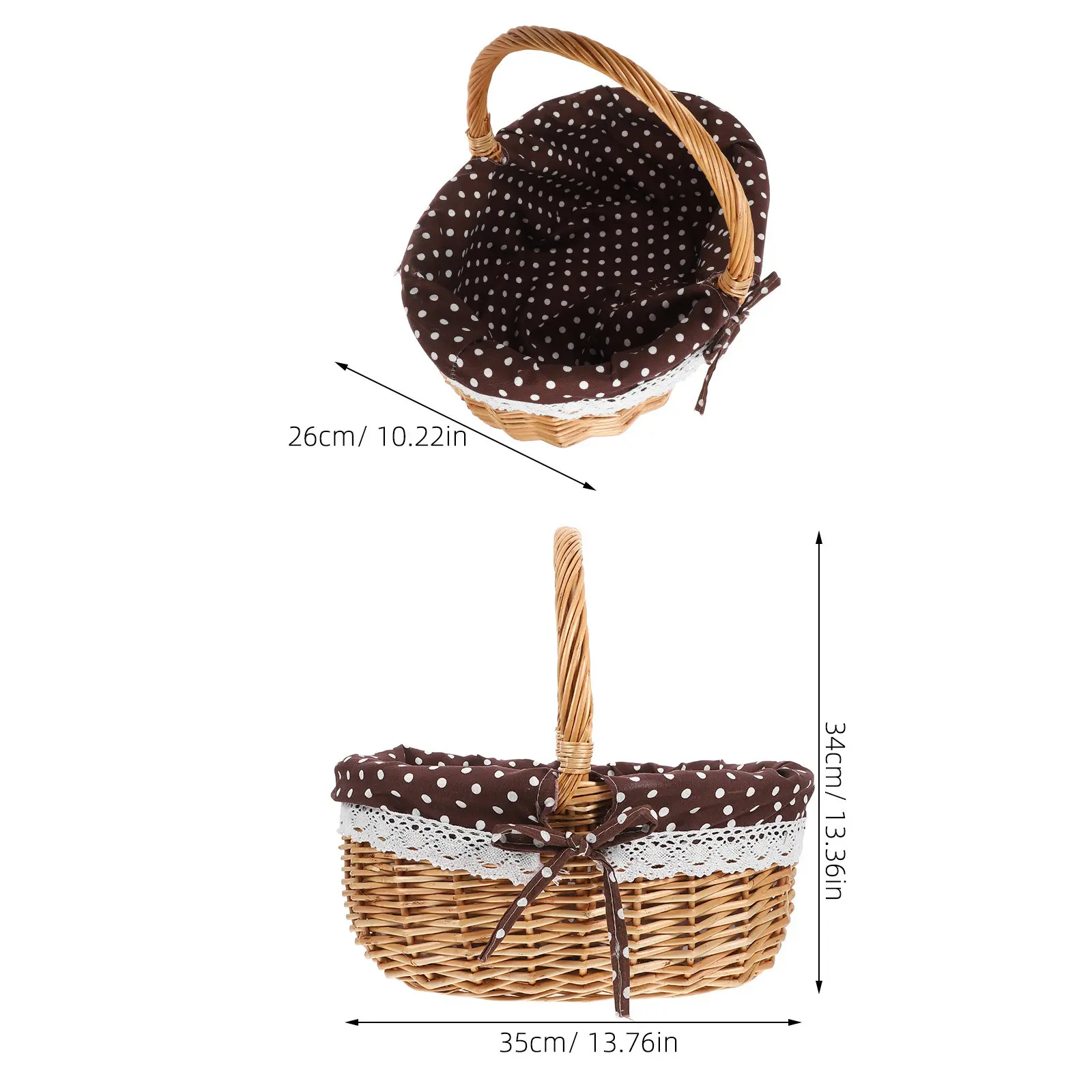 Natural Wicker Fruit Storage Basket Linen Lined Size L Modern Minimalist Design for Food Serving Snacks Bread Vegetables Kitchen