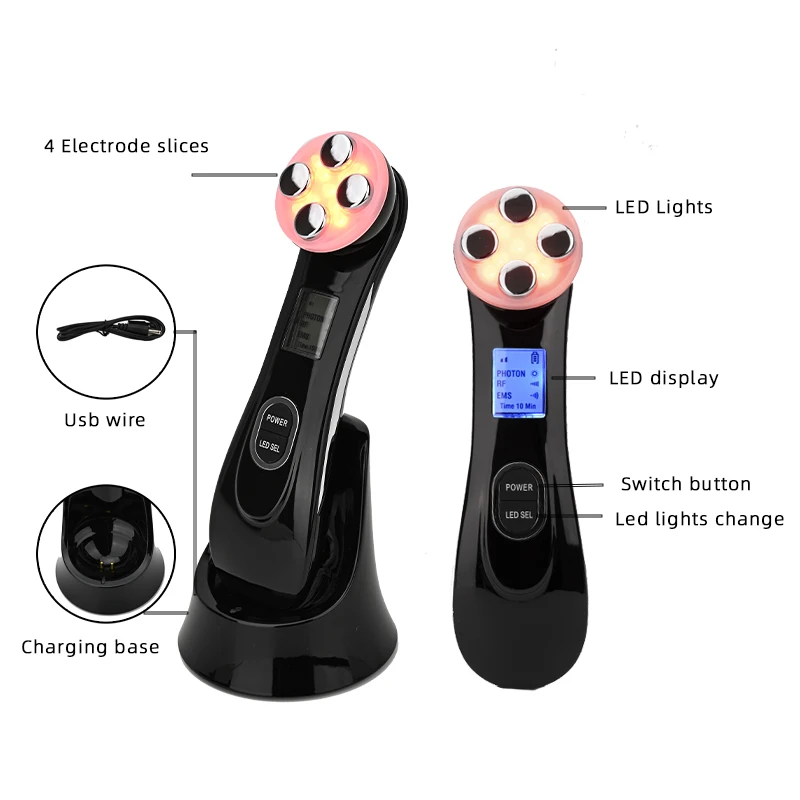 Lesen máquina de lifting facial de radiofrequência ems micro-corrente massageador firme da pele facial led fóton rejuvenescimento dispositivo de beleza usb