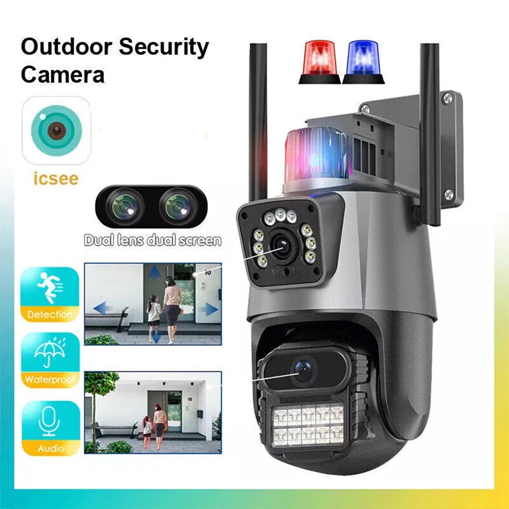 Dual Lens IP Camera 8MP 4K HD Dual Screen WIFI Camera Floodlight Alarm Auto Tracking Security Camera P2P CCTV Video Surveillance