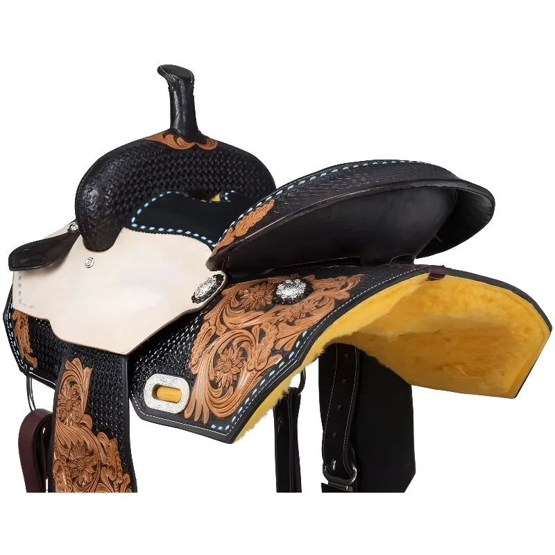 Two-tone leather barrel racing, saddle high-quality equestrian equipment