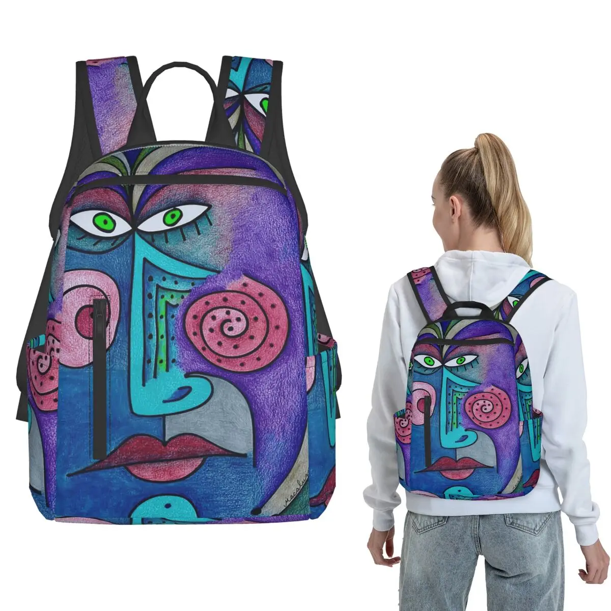 

Abstract Face Backpack Daypack Kids BookBag School Bag Shoulder Bags for Men Women