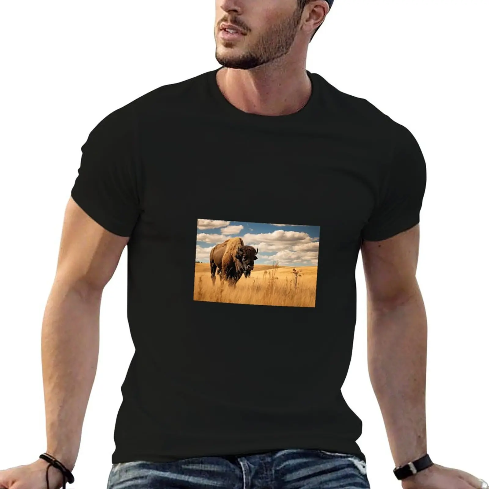 Buffalo on the Prairie T-Shirt Water Resistant Casual T-Shirt