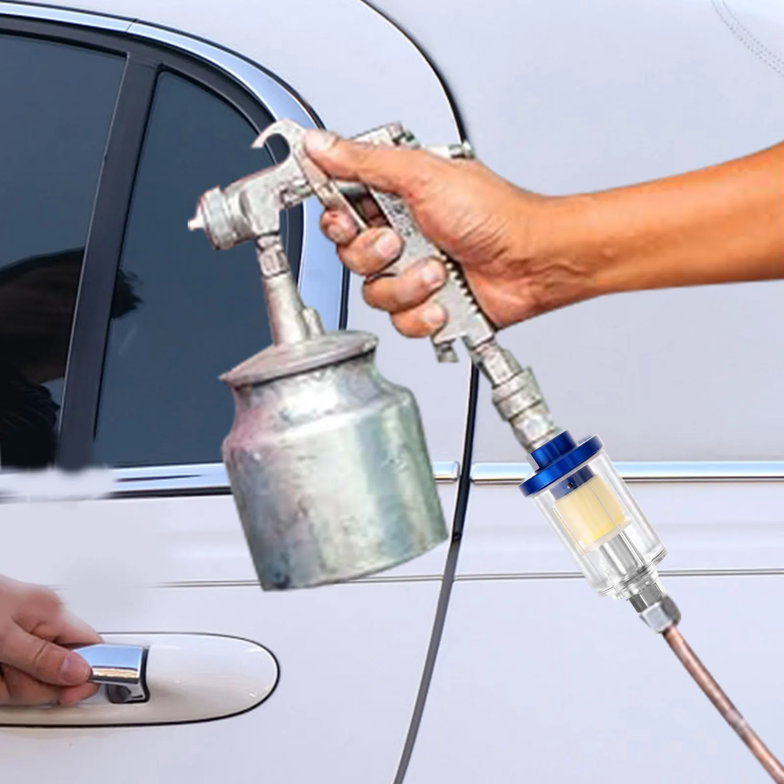 1 مجموعة 1 مجموعة خرطوم الهواء فلتر زيت الماء فخ الرطوبة ل بخاخ الطلاء الهوائي فاصل البلاستيك تصفية ضاغط الهواء المياه #5