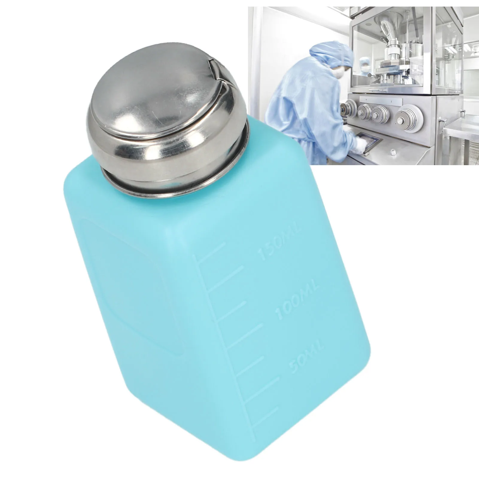 200ML Press Type Solvent Dispenser ESD Safe Anti Static  Bottle with Stainless Steel Lid Solvent Distributor