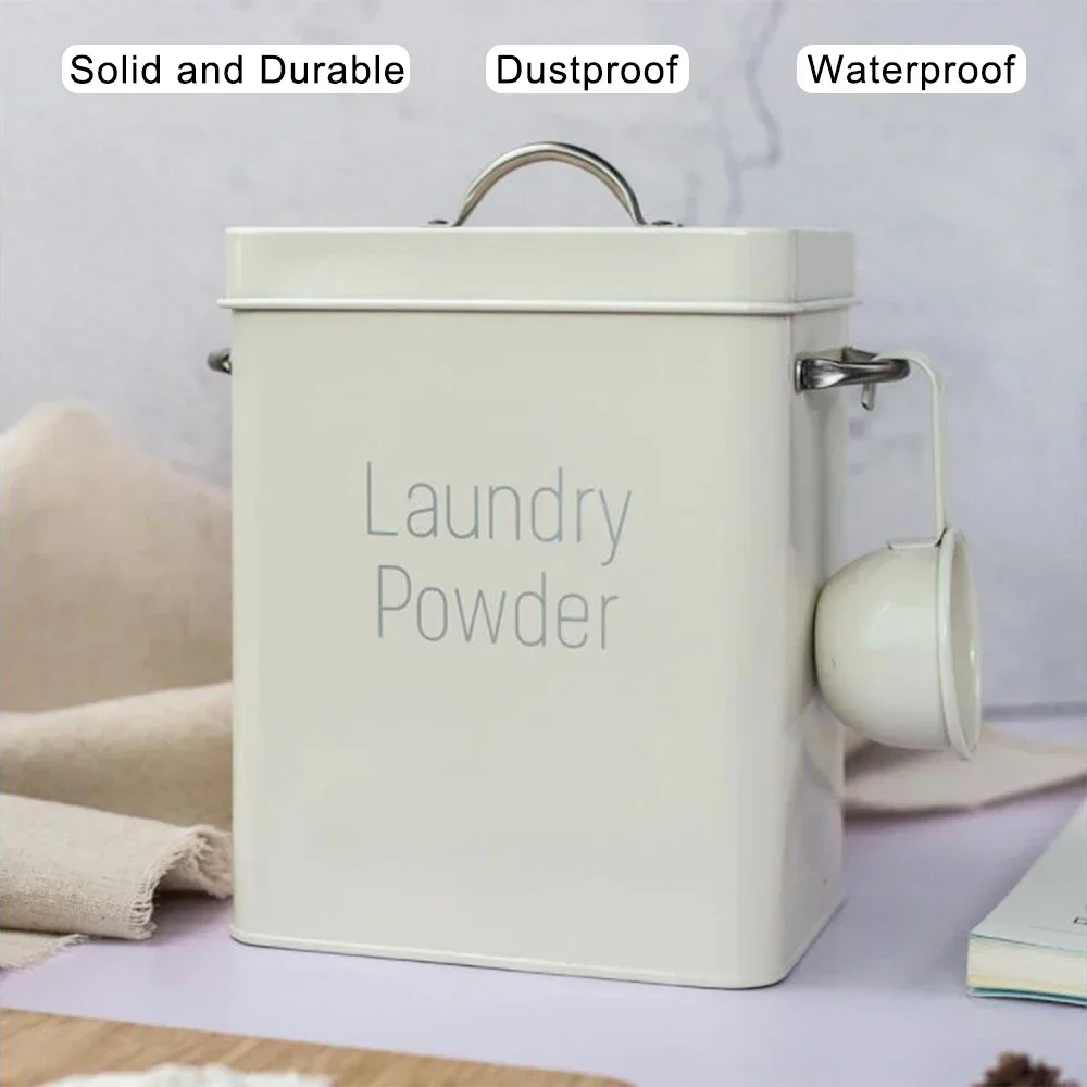 Washing Powder Barrel with Measuring Cup Grain Storage Case 3KG Household Laundry Detergent Storage Box Snack Container