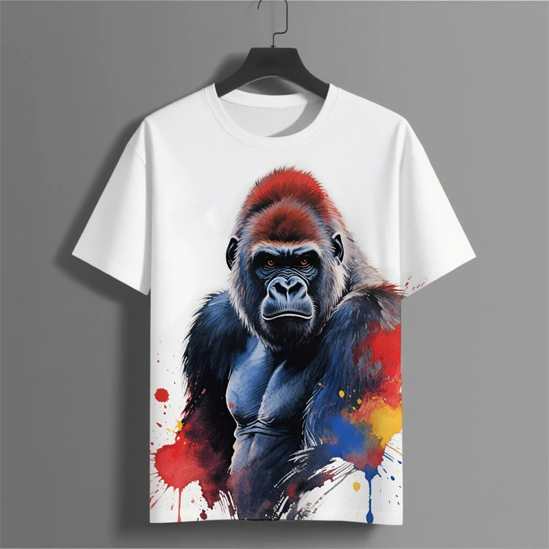

Модные мужские футболки с рисунком шимпанзе, летняя модная уличная одежда в стиле хип-хоп, футболки с 3D принтом, крутые футболки большого размера в стиле Харадзюку