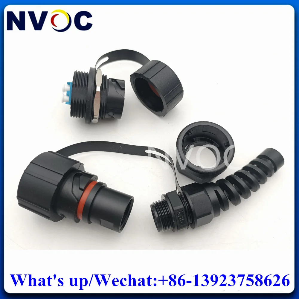 

1Pcs IP67 Dust Cap ODVA PDLC DX Empty Fiber Optic Connector and 1Pcs IP67 ODVA-LC UPC Duplex ODVA TE Brand Fibre Optical Adapter