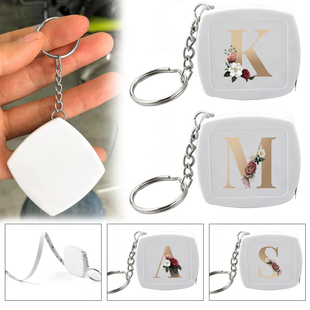 

2m Wear-Resistant Retractable PVC Tape Measure Dual Scale Sewing Measuring Tape for Easy Measuring Crafts Gold Letter Pattern