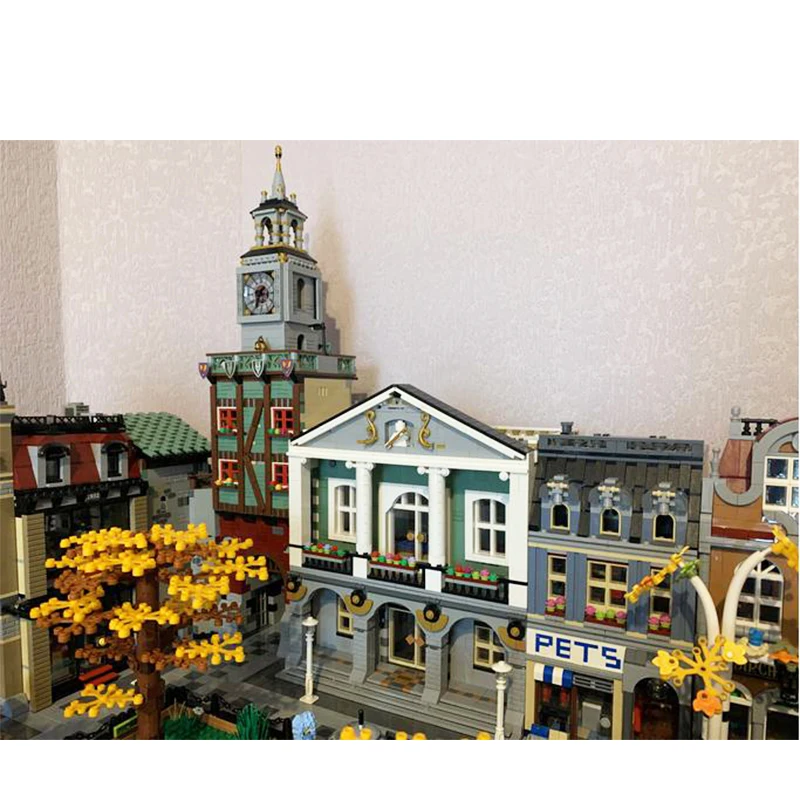 MOC-77002 City Street View Building Modularization Town Hall Building Block Assembly Model Brick Toy Children's Christmas Gifts