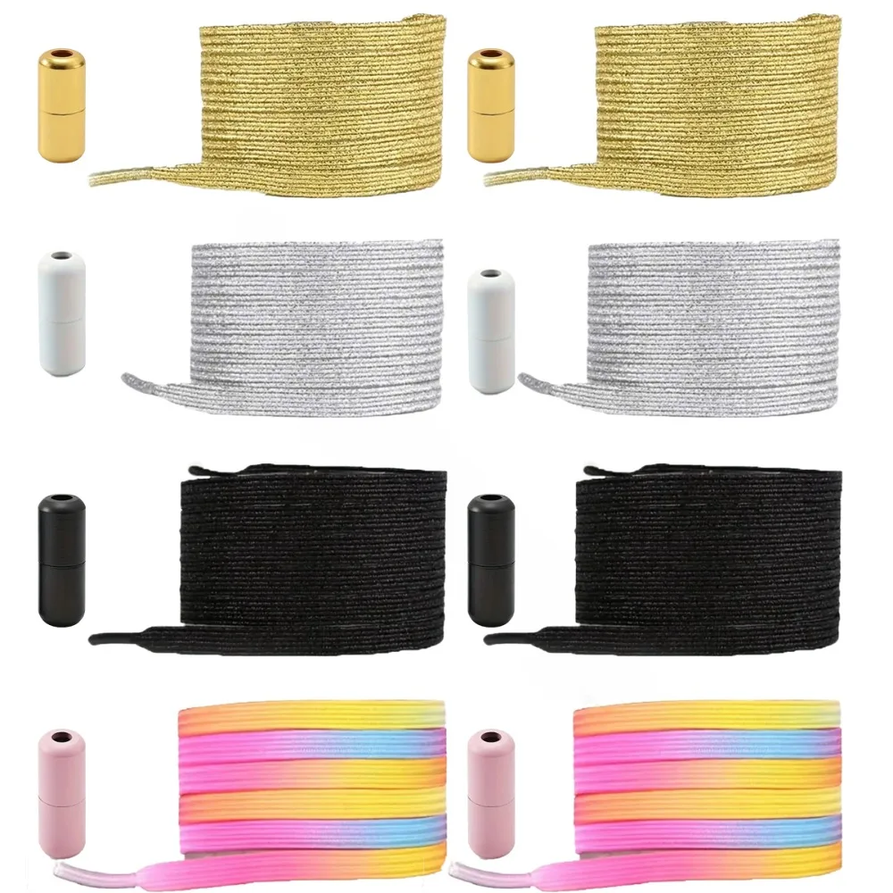 No Tie Elastic Shoelaces Pearl Light Colorful Shoelaces Flat