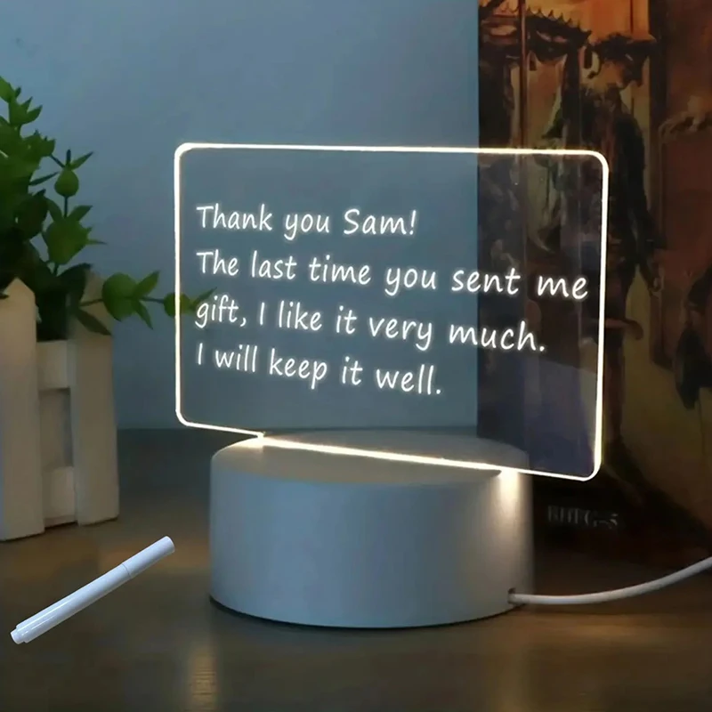 

Transparent Acrylic Night Light Lamp baby Writing Board Led Lights 3D Message Board Night Lights For Bedroom Desk