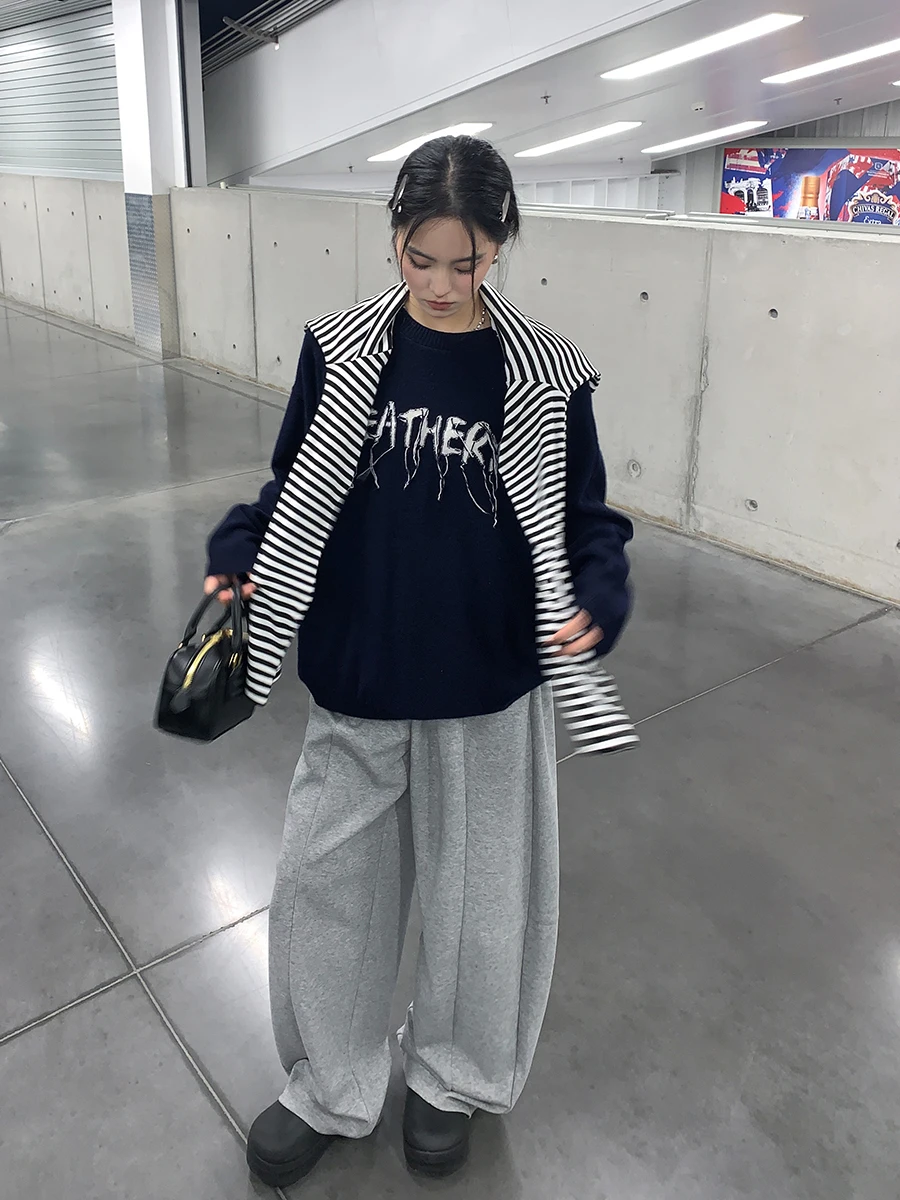 

Loose Women's Knitted Sweater round Ne Fringe Yarn Handmade Sixi Autumn Faion Korean Sle Long Sve Regular Thin