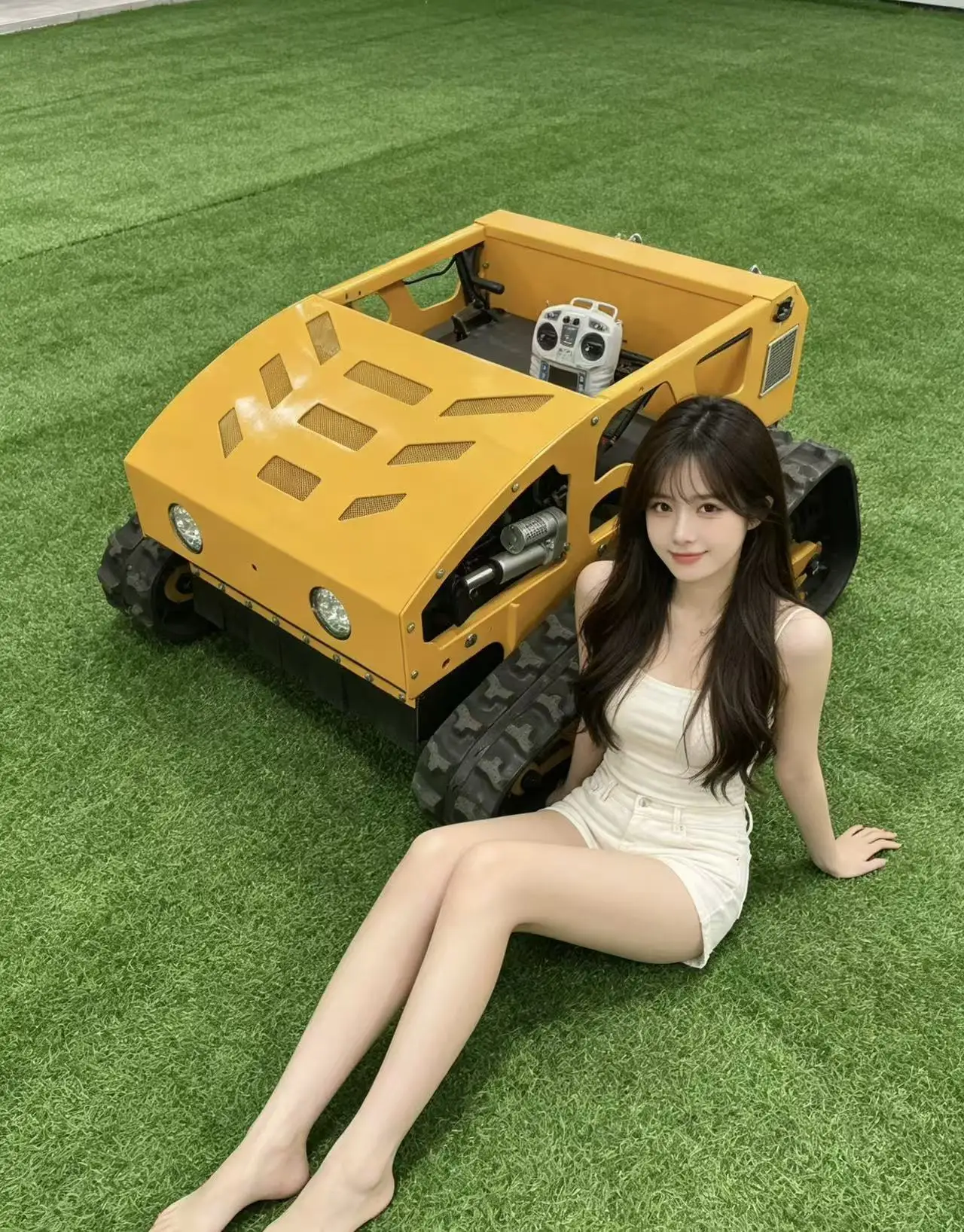 Customized remote-controlled diesel lawnmower with GPS positioning, high efficiency and energy saving, thick blades, and CE and