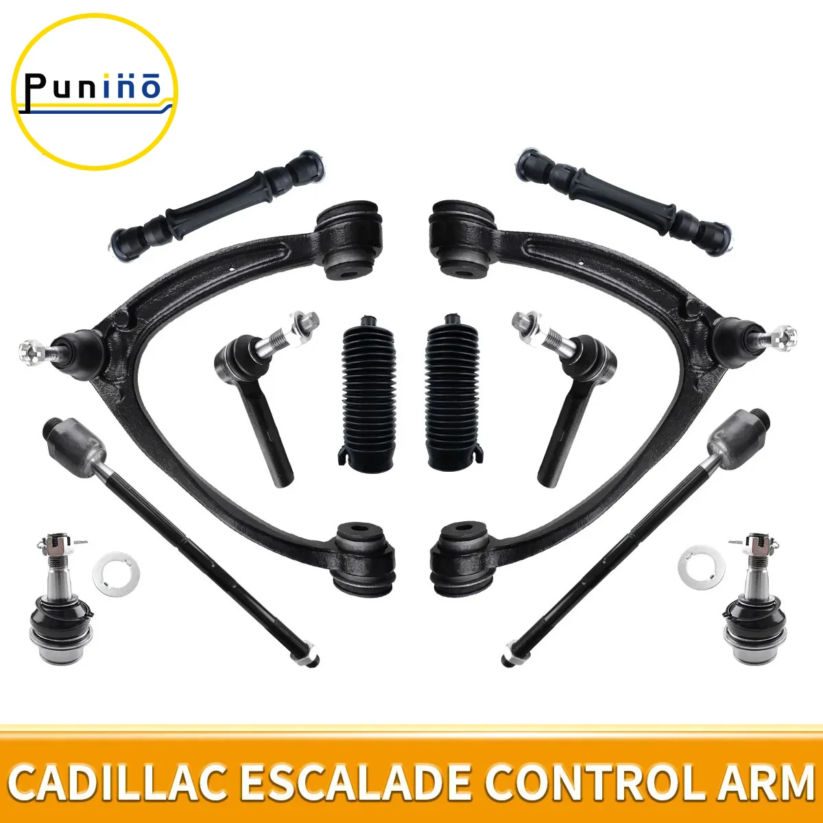 

Punino Front Upper Control Arm Ball Joint Sway Bar Link Tie Rod Boots Kits for Cadillac Escalade Chevrolet GMC 2007 - 2014