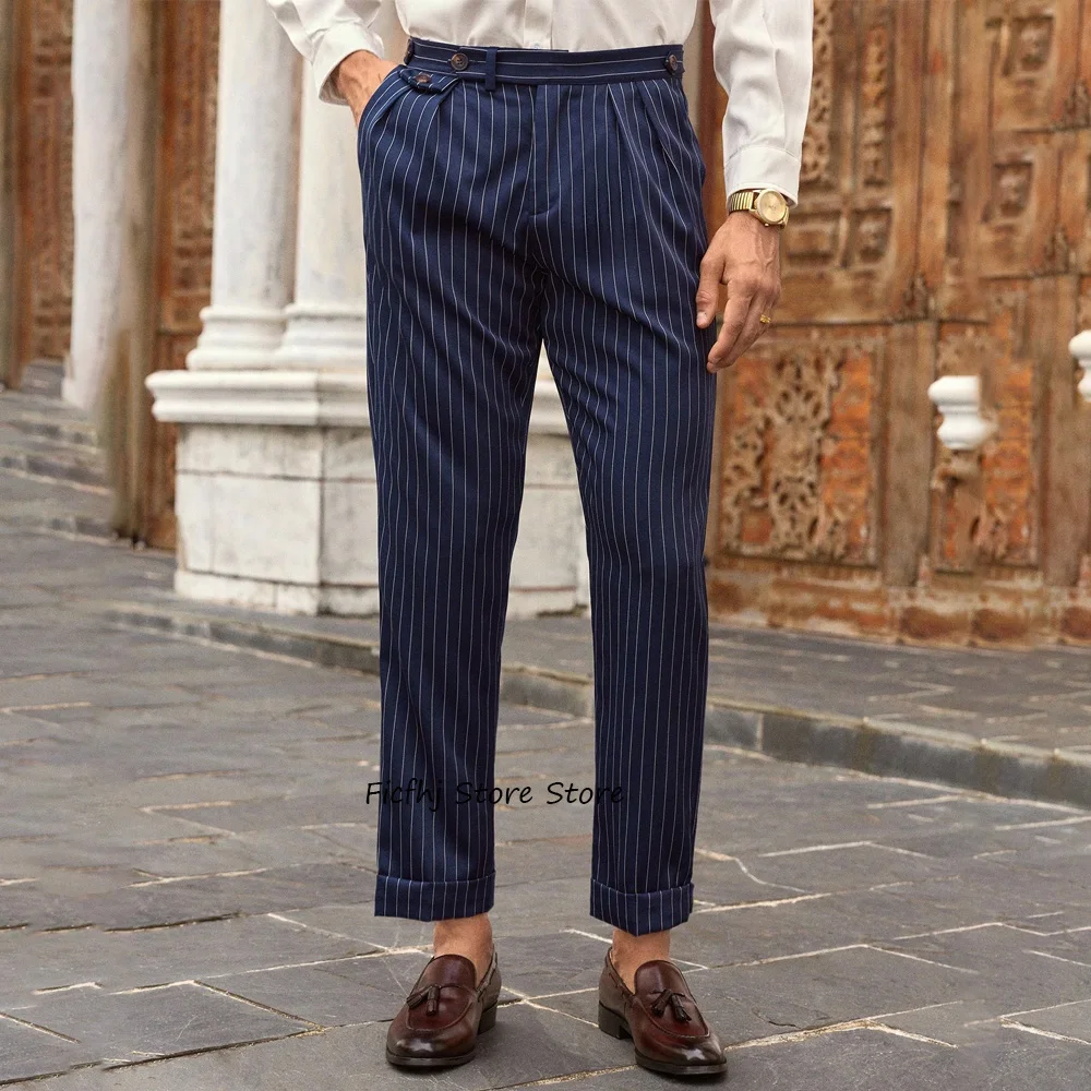 

Брюки для мужчин, брюки из полосатой ткани, рабочие брюки, прямые брюки, деловые повседневные мужские брюки пошиття, классическая одежда