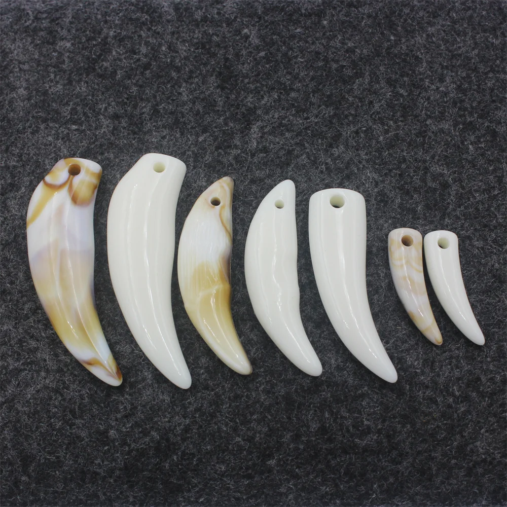 20pcs/30pcs/100pcs Ivory Horn Pendants For Jewelry Making Acrylic Wolf Teeth Charms Pendant Resin Beads DIY Jewelry Accessorie