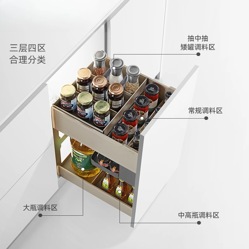 Kitchen Cabinet Seasoning Basket Drawer Double Layer Storage Rack