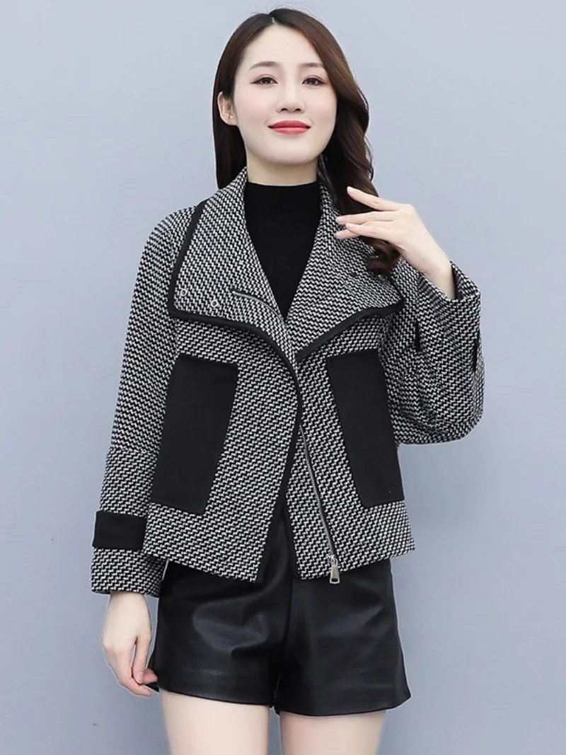 Woolen Short Coat Jacket Women's Clothing For Spring And Autumn 2026 Popular Zipper Fashion Outerwear Top w1711