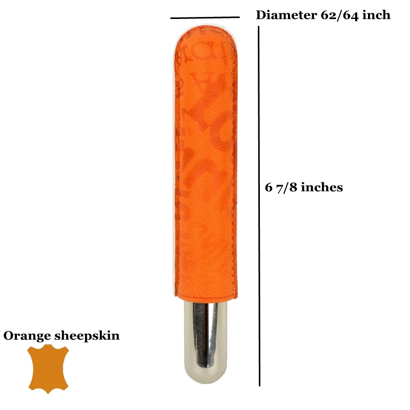 Orange sheep Skin Cigar Case Real Leather Cigar Tube Stainless Steel Cigar Holder 20mm Mini Humidor Best Smoking Accessory