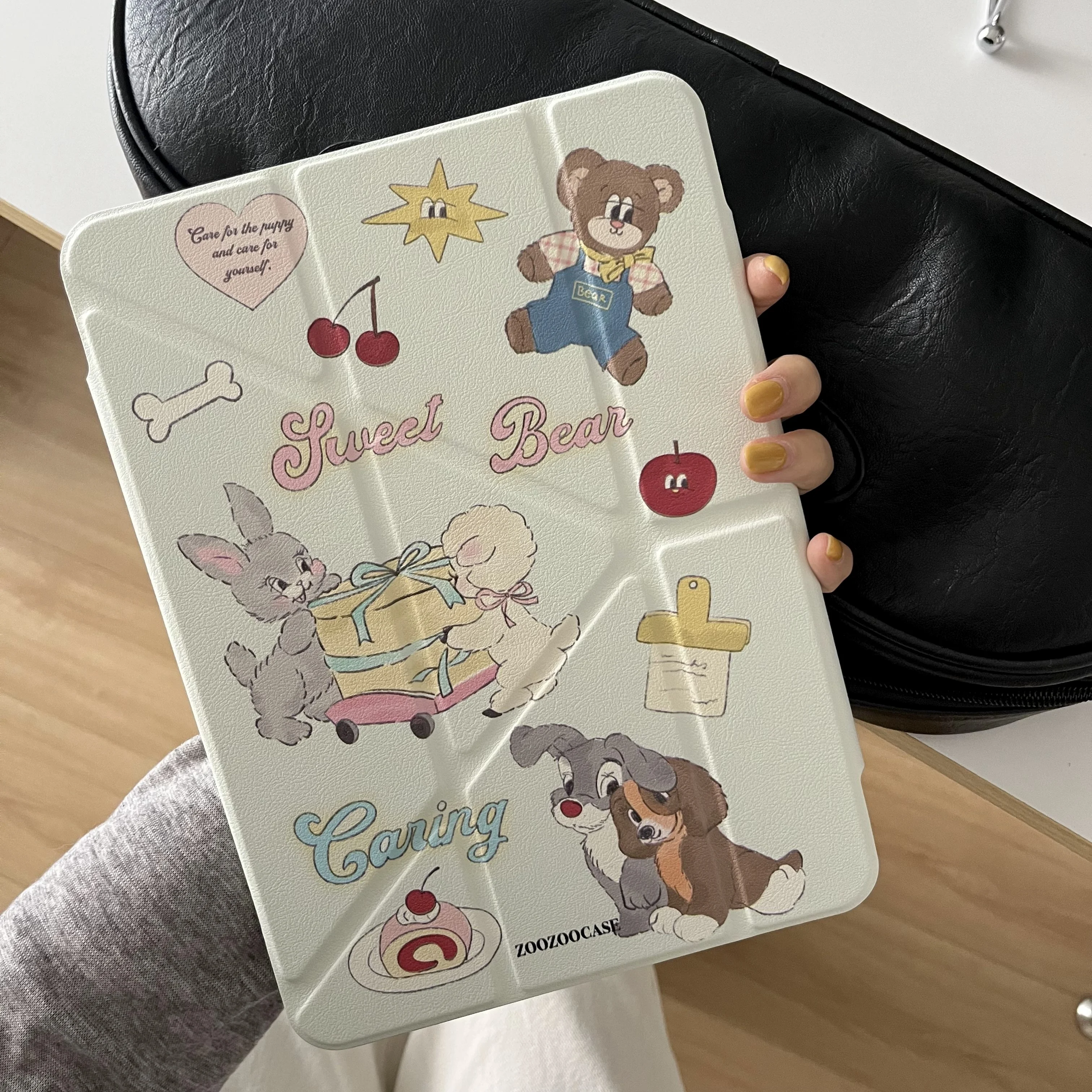 Cartoon Bunny Bear For Ipad Pro 11 2022 Case Air 5 4 4th 6th 10.9 9th 7th 8th Generation Case 2020 2021 12.9 Pro 11 2024 Cover