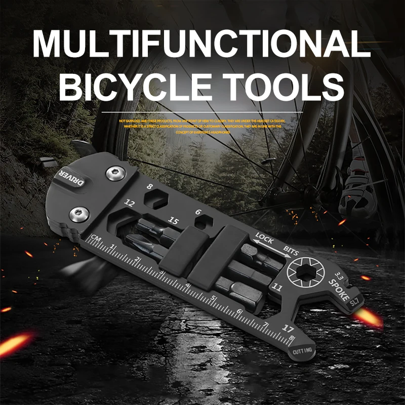 1pcs Outdoor Bicycle Activity Wrench Multifunctional Combination Tool Black Screwdriver Convenient And Practical Tool Set