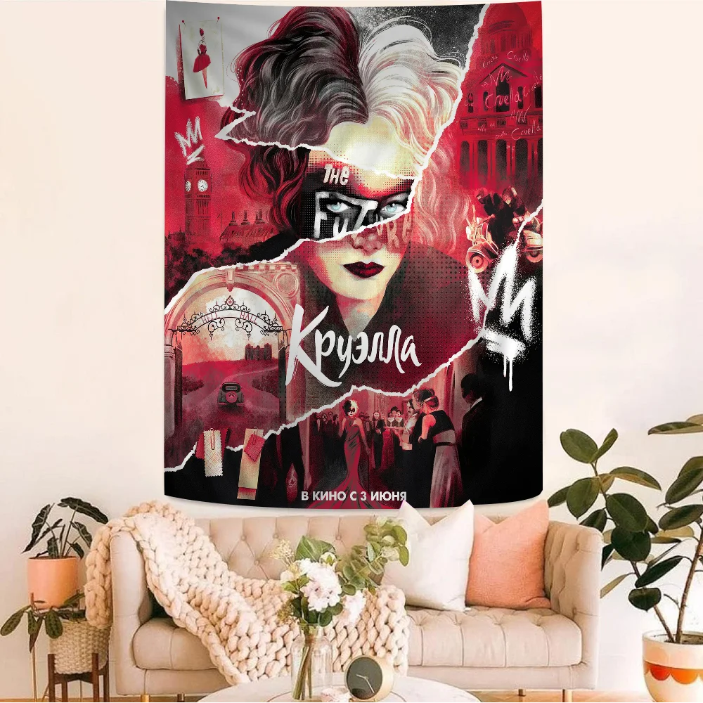 

C-Cruella Anime Tapestry Art Science Fiction Room Home Decor Wall Art Decor