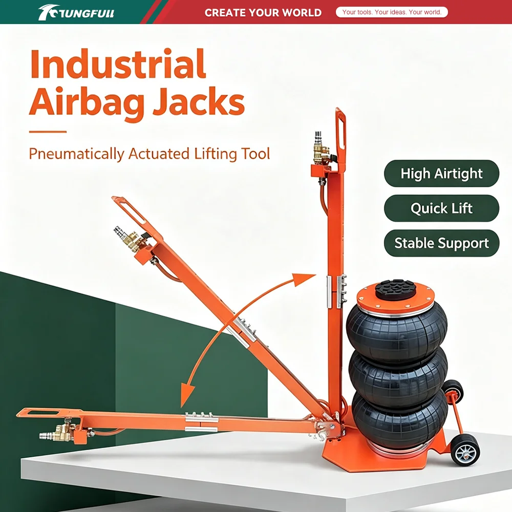 TUNGFULL Air Jack 3 Ton Pneumatic Lifting Jack with Heightened Column Adjustable Handle Thick Rubber Pad for Sedan, SUV Pickup