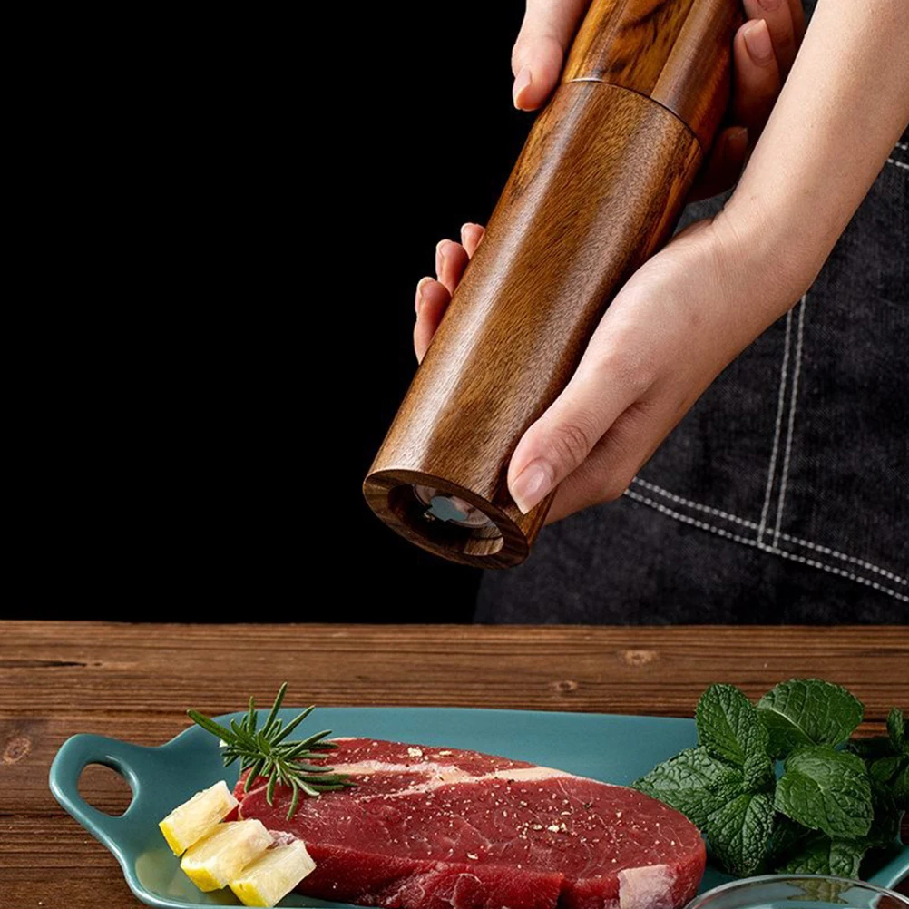 

Pepper Grinder Salt Empty Hand Crank Mill Black Crusher for Kitchen Manual Grinding Tool Modern Design Wood Filling Peppermills
