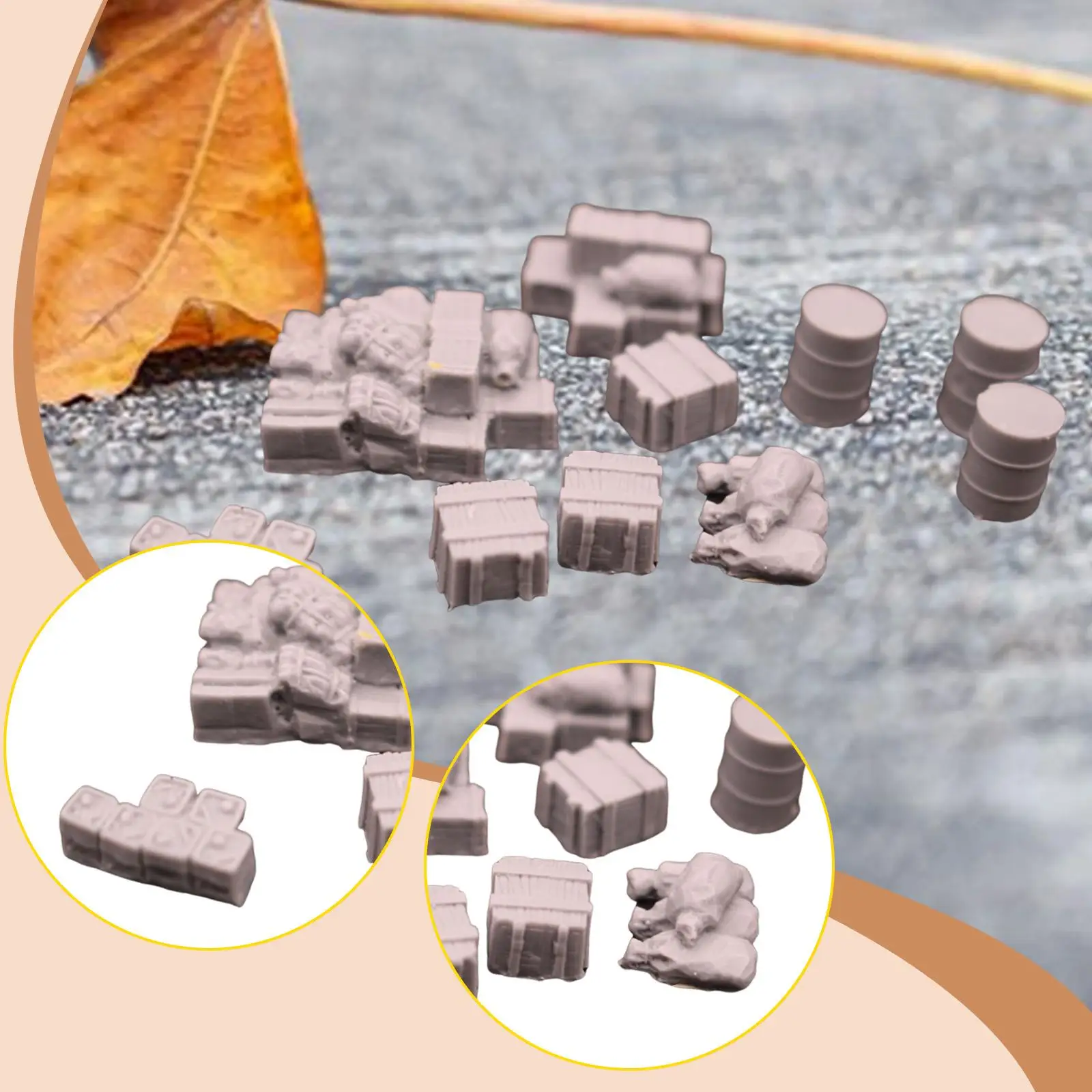 1/72 HO Scale Fuel Barrel Model Resin Diorama Scenery Diorama Kits Wooden Box Model for Train Station Layout Desktop Decoration