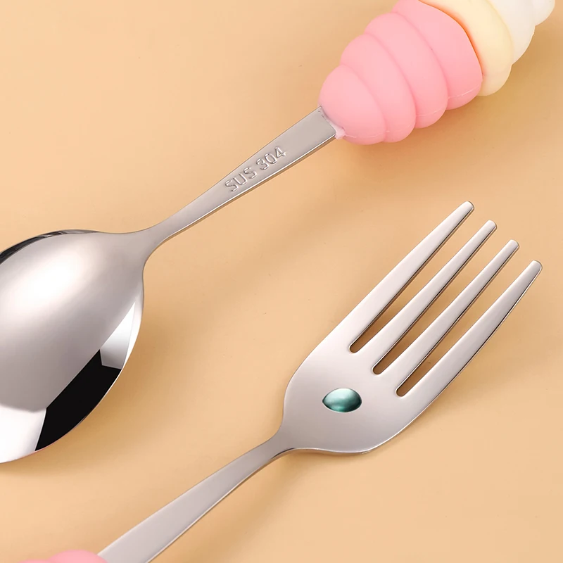New Cute Spoon Fork Set Stainless Steel Coffee Spoon Set Ice Cream Scoop Cartoon Rabbit Dessert Spoon Teaspoon Dessert Fork Set image 4