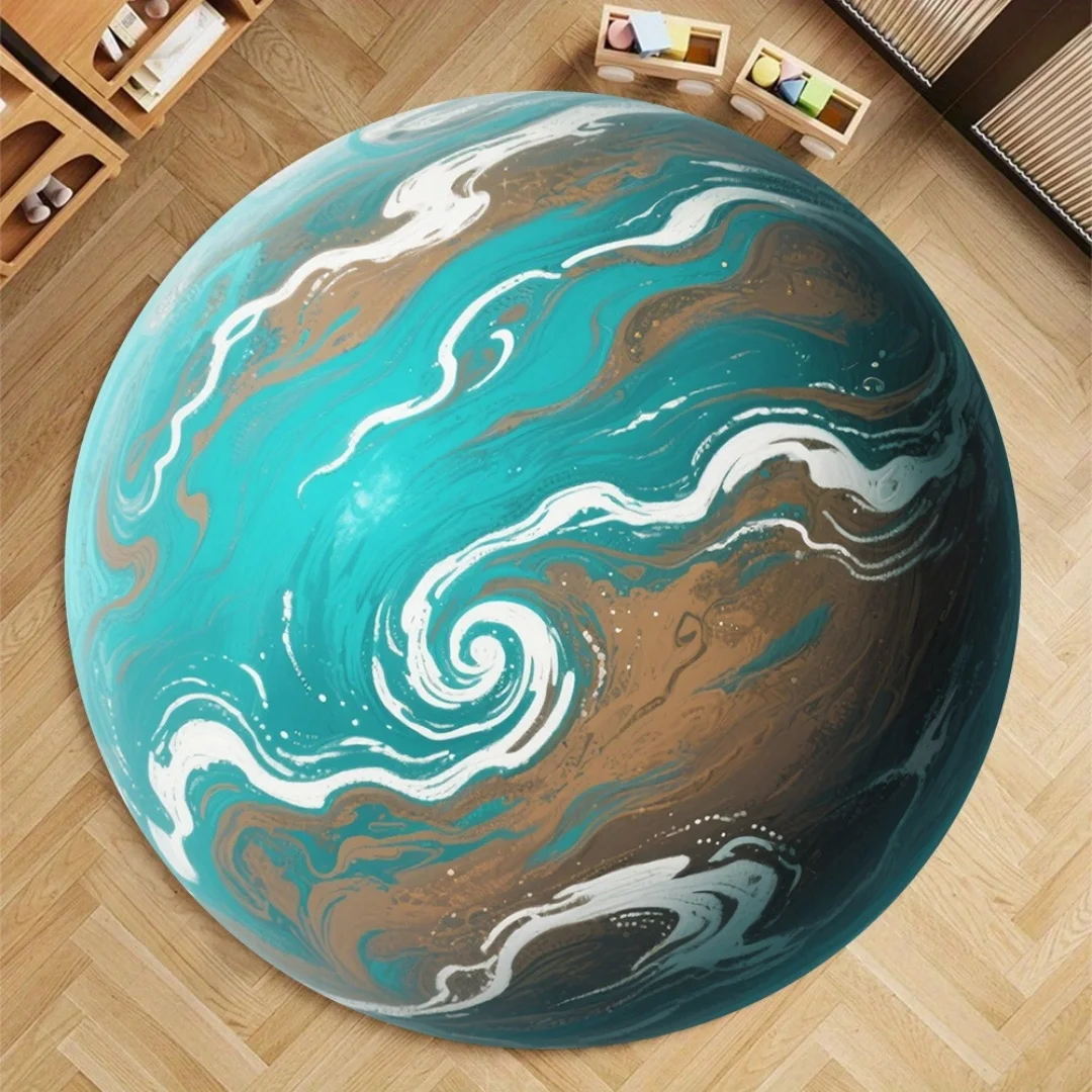 

Коврик на космическую тематику, нескользящий напольный коврик, бирюзово-синий, коричневый, гостиная, спальня, кухонный коврик, мягкий нескользящий ковер