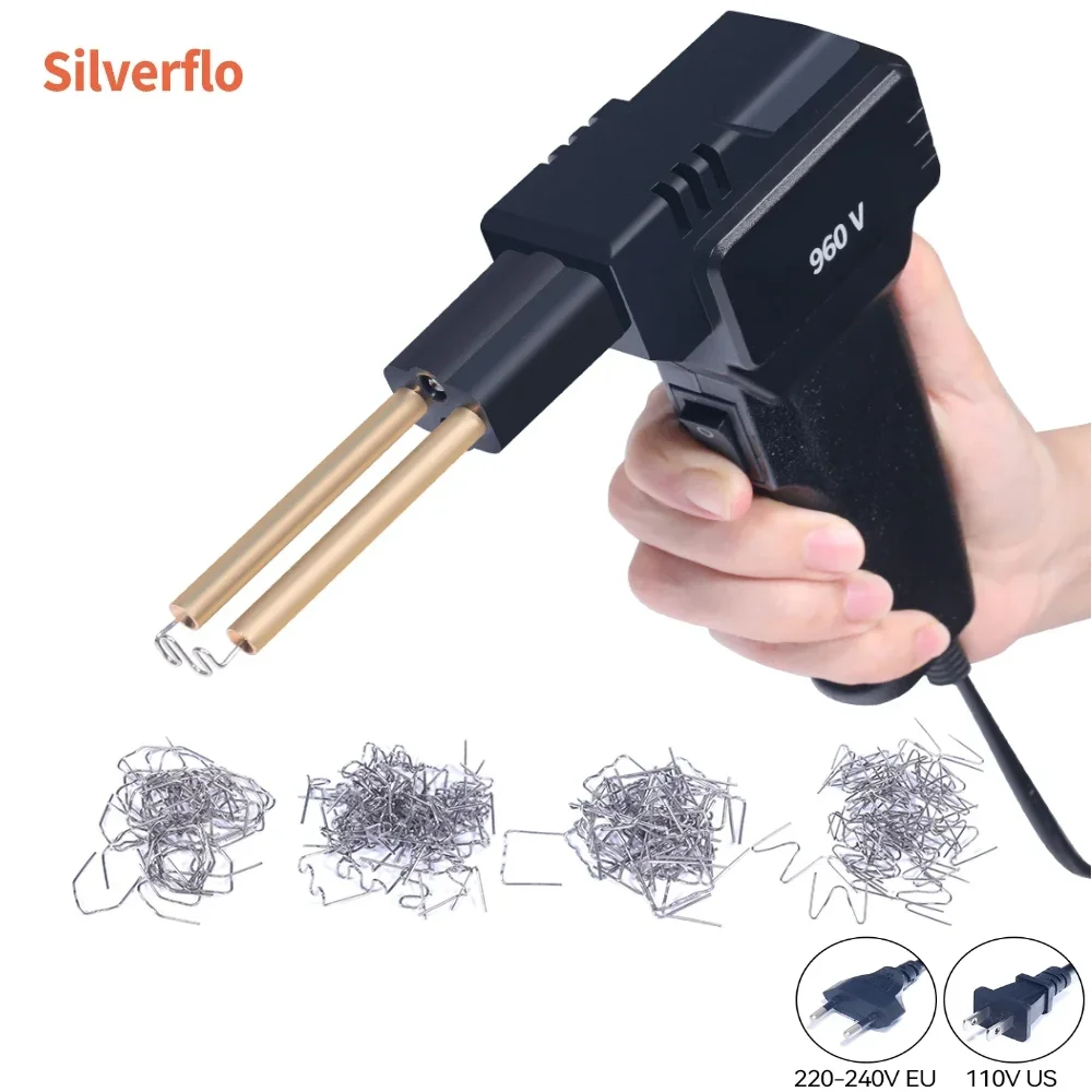 Silverflo 960-V Plastic Welder Rapid Heating Plastic Welding Gun Hot Stapler Car Bumper Repair Tools with 2 LED Lamp ,Staples