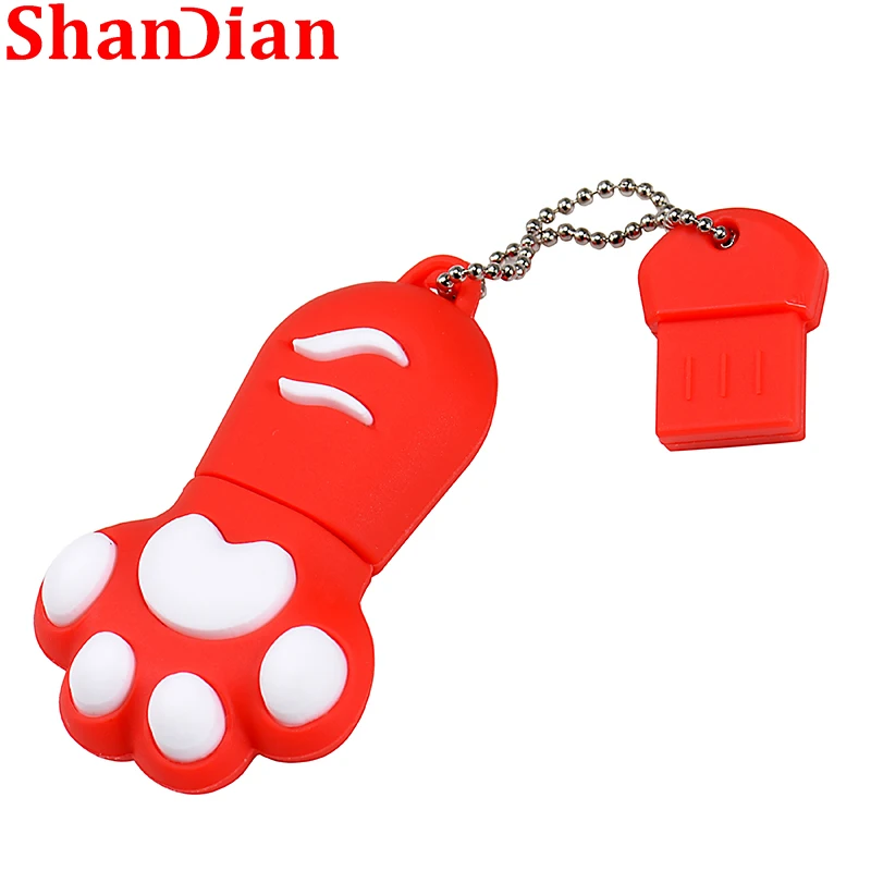 الكرتون فلاش حملة 64GB القط باو القلم محركات USB 2.0 الأسود ذاكرة 32GB الأحمر 16GB U القرص هدية مفتاح سلسلة 8GB 4GB البني 128MB