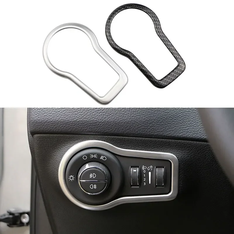 Tampa do painel do interruptor do farol do carro para jeep compass 2017 - 2020 botão da lâmpada principal decoração adesivo guarnição acessórios interiores