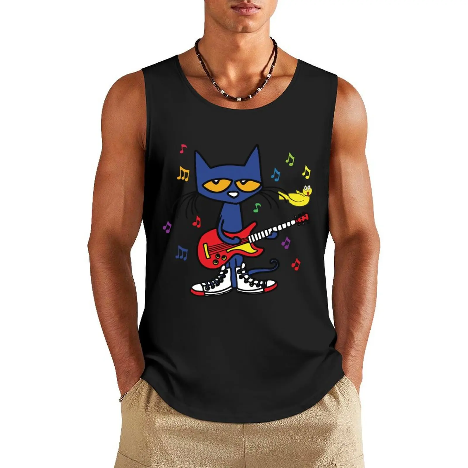 Rock and Read Yellow Bird Pete the Cat with his Red Guitar and white Shoes Tank Top Working vest running shirt underwear