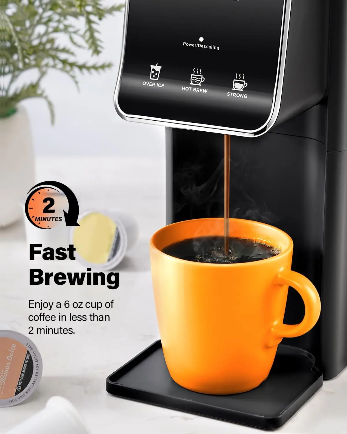 ماكينة صنع القهوة الساخنة والمثلجة، ماكينة صنع القهوة K Cup، متوافقة مع أكواب K والقهوة المطحونة، ماكينة صنع القهوة ذات الخدمة الفردية مع مجموعة جريئة