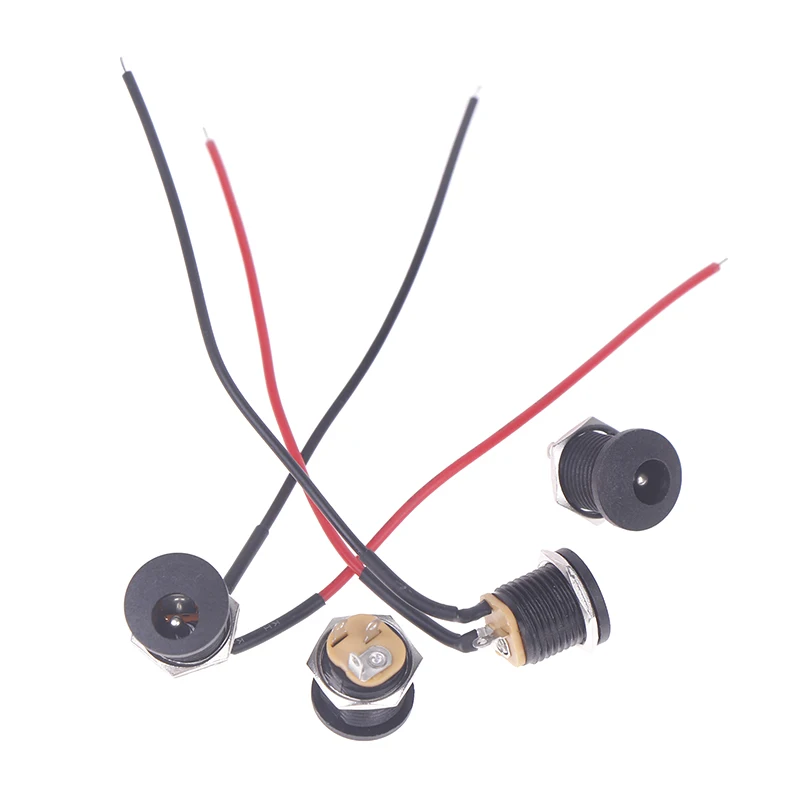Female Panel Mount Connector Port 5/10pcs 5.5 X 2.1mm 5.5*2.5mm Convenient Snap Type DC Power Jack Socket