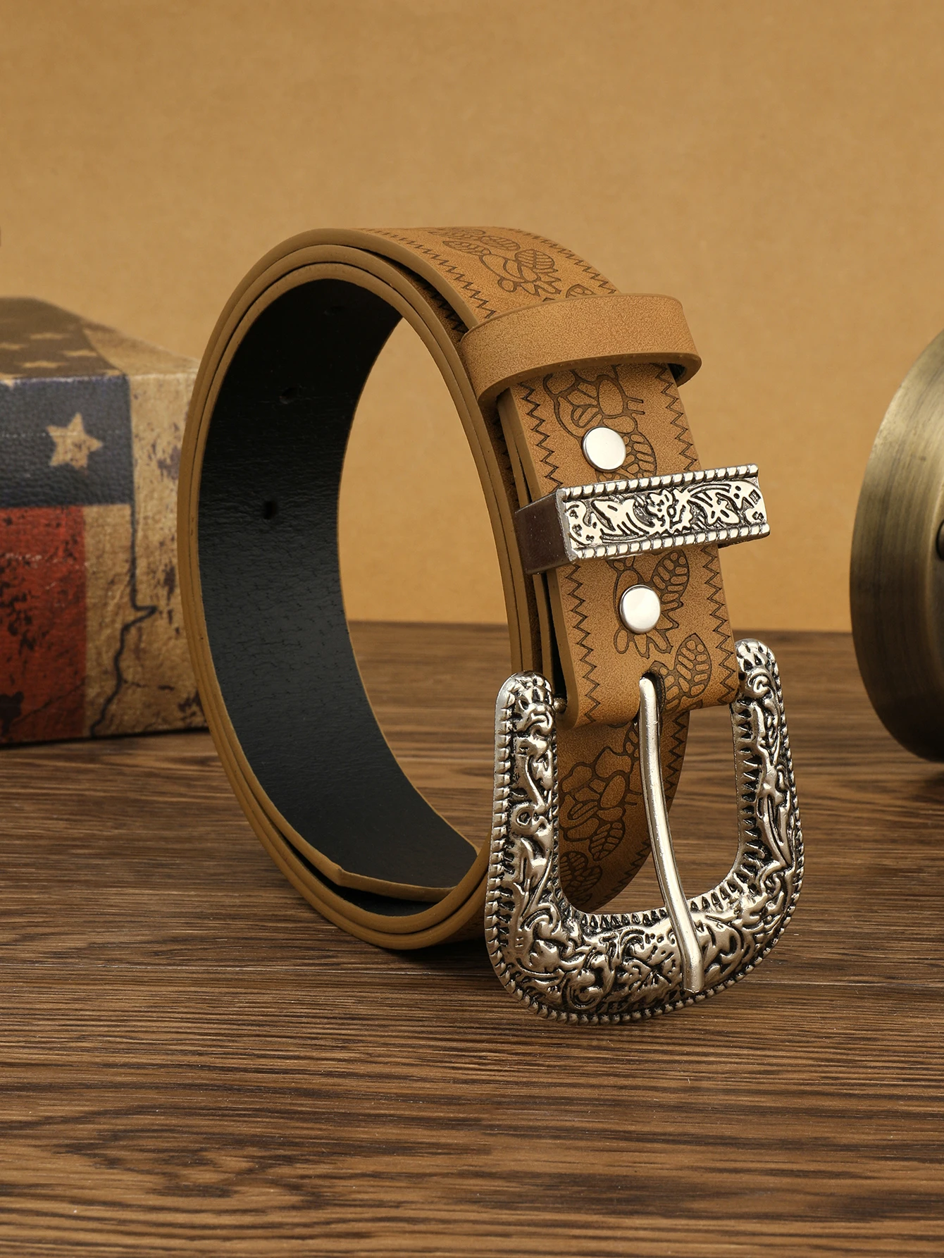 2024 new American western Denim retro fashion simple versatile clothing accessories carved belt wholesale belt