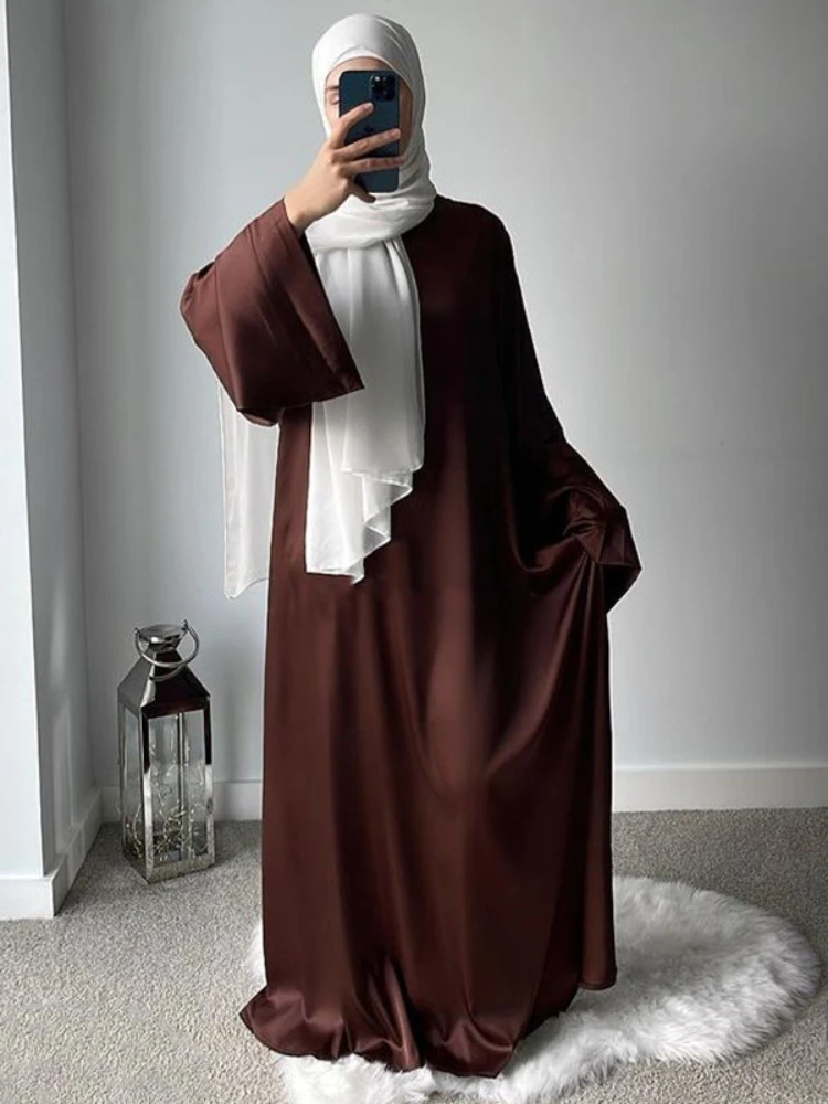 Eid Morocco Dress Muslim Women Abaya Satin Loose Abayas Dubai Turkey Evening Party Dresses Kaftan Robe Longue Vestidos Largos