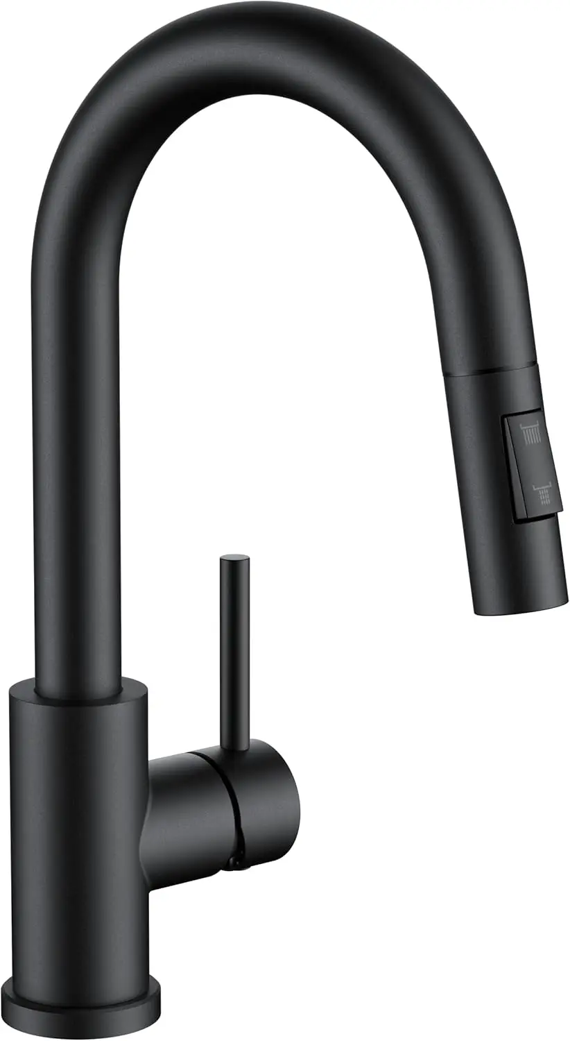 

Black Bar Sink Faucet for Kitchen Sink, Modern Single Handle Kitchen Faucet with Pull Down Sprayer, Stainless Steel High