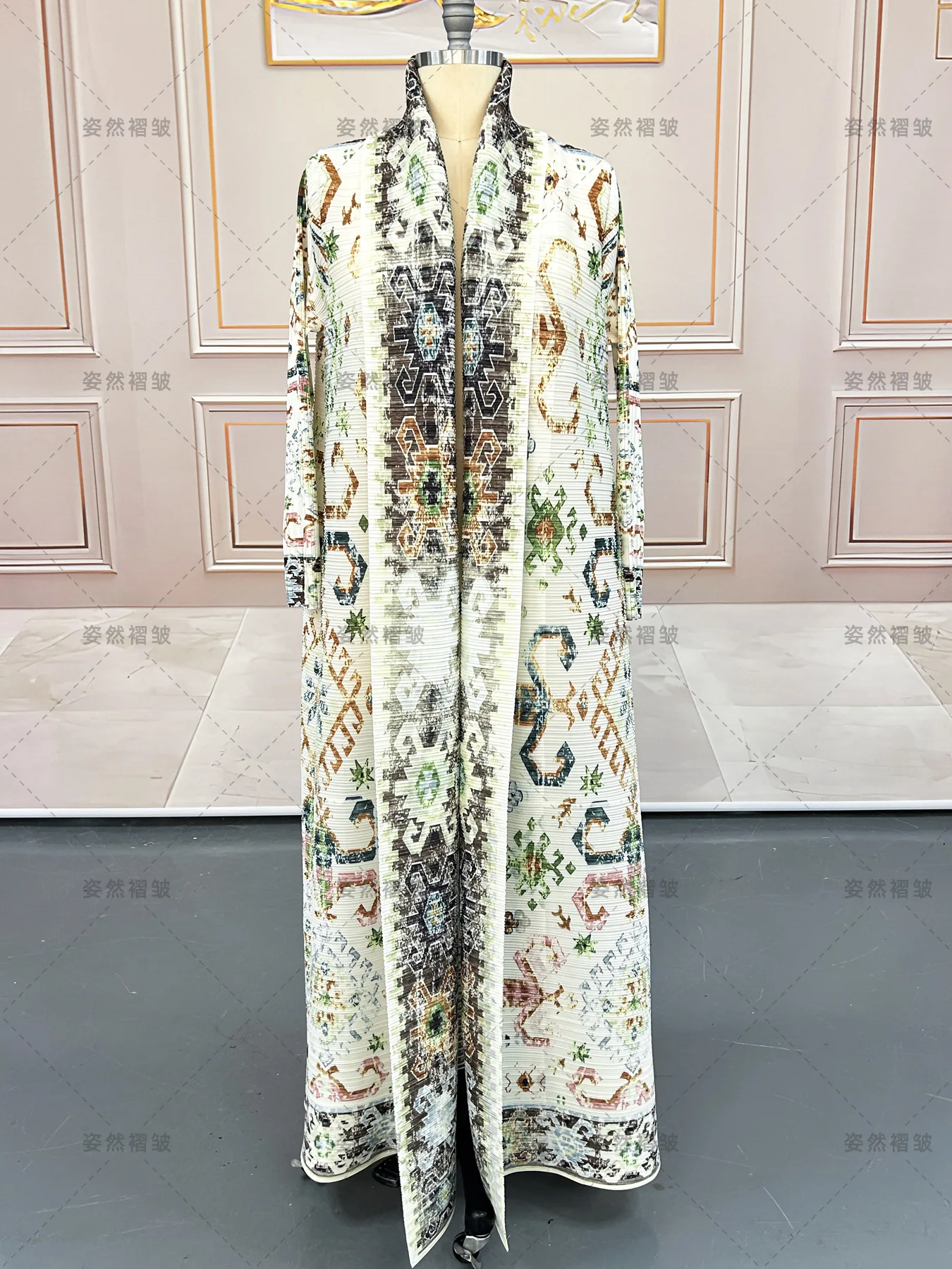 

Miyake одежда, свободный модный женский халат, новинка 2026, плиссированный халат с принтом, кардиган, пальто с длинными рукавами