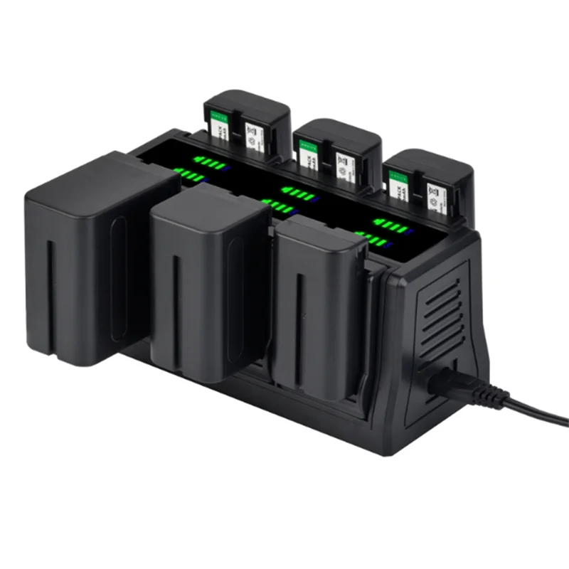 

Reliablefast Charger For NP-F970,NP-F960,NP-F750,NP-F550,NP-FZ100,LP-E6,EN-EL15,6-Channel Charger With Changeable Plate EU PLUG