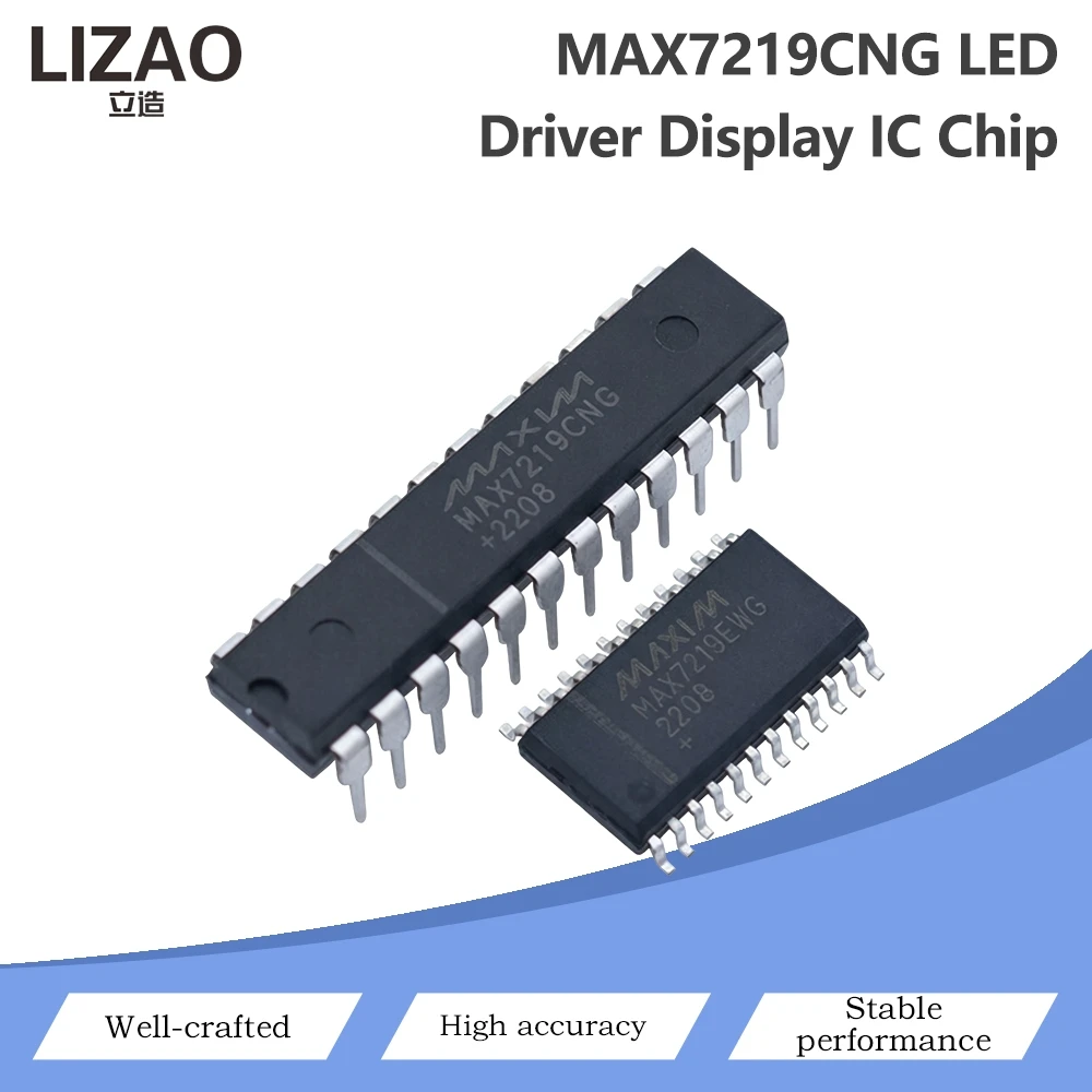 5PCS MAX7219CNG MAX7219EWG LED Display Driver IC Chip DIP‑24 SOP‑24 8‑Digit Digital Tube Display Control Chip For Arduino