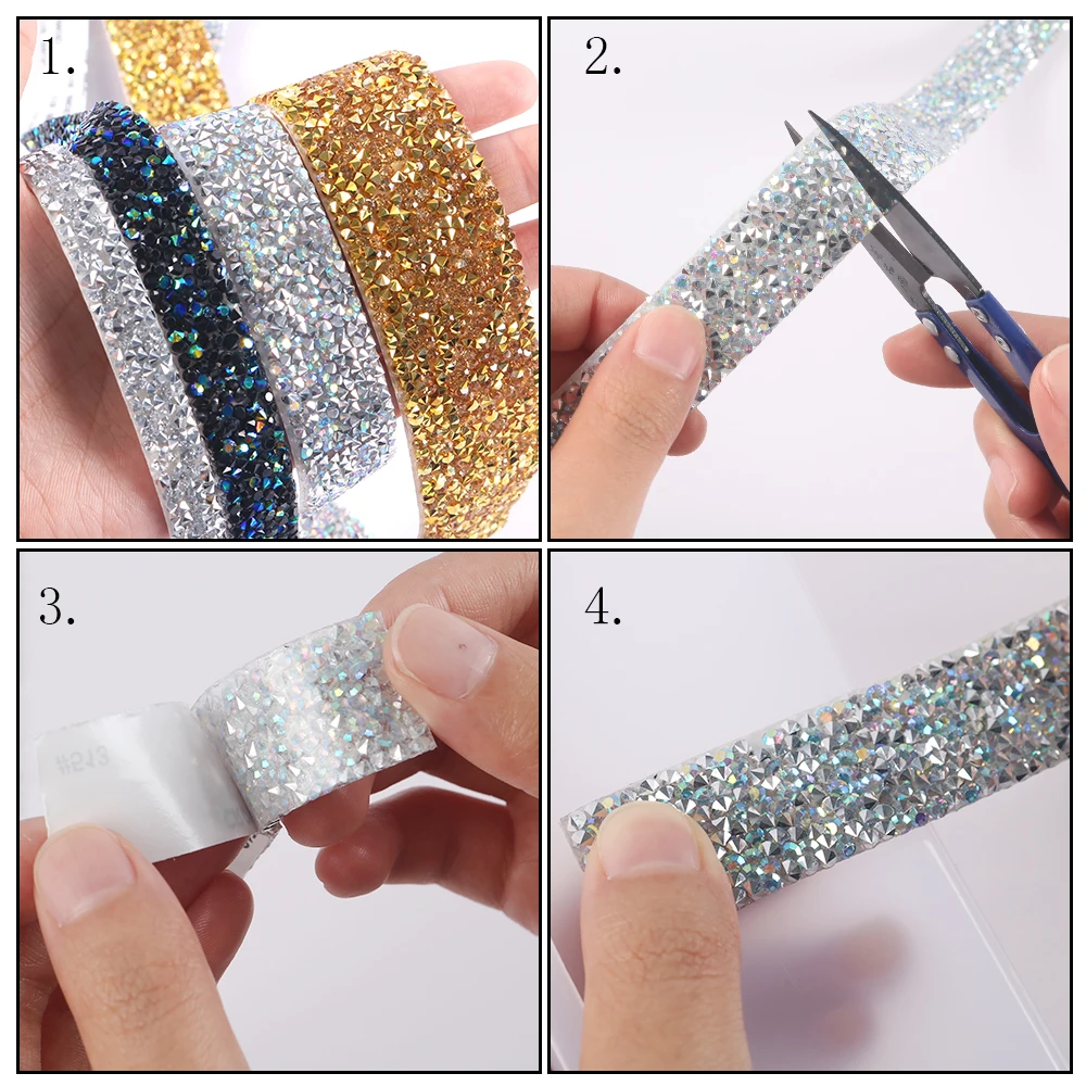 Rhinestone Chain Tape Trim Resin Diamond Belt Strip Double-sided Adhesive Self-adhesive Clothing Accessories DIY Accessories