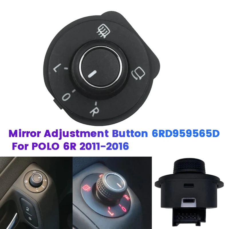 NEW-6RD959565D Electric Rear View Mirror Adjuster Switch Knob For VW POLO 6R 2011-2016 Mirror Control Folding Button