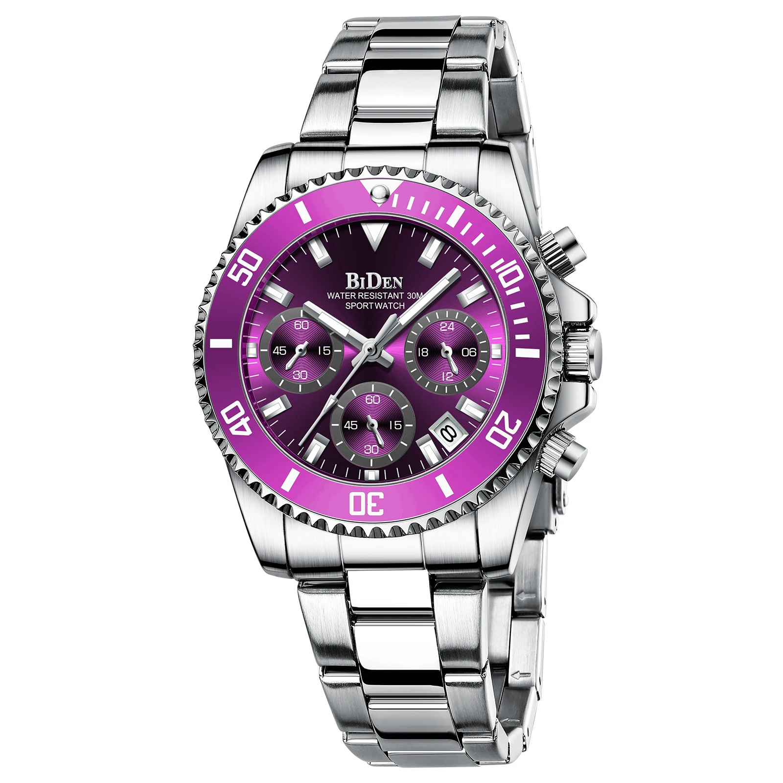 BIDEN Fashion high-end women\'s watch,chronograph,stainless steel strap,business waterproof quartz watch,women\'s Relogio Feminino