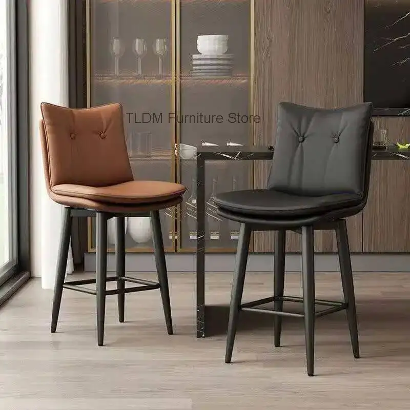 

Modern Luxury Adjustable Bar Stool with Tufted PU Leather Seat Swivel Counter Stool for Kitchen Bar Island Home Furniture