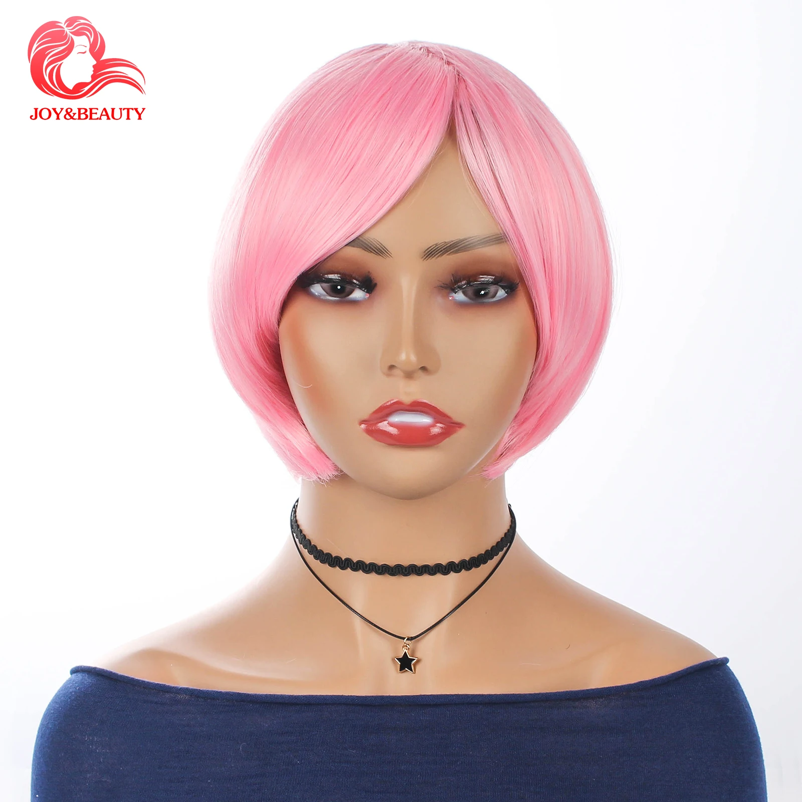 

Pink Wig Fei-Show Synthetic Heat Resistant Short Wavy Hair Peruca Pelucas Costume Cartoon Role Cos-play Bob Student Hairpiece